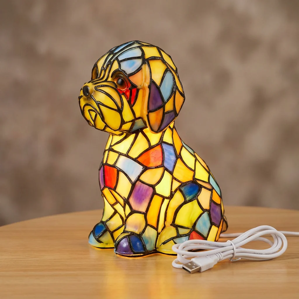 Hond Lamp Mozaiek Hars Tafellamp Decoratief - Image 3