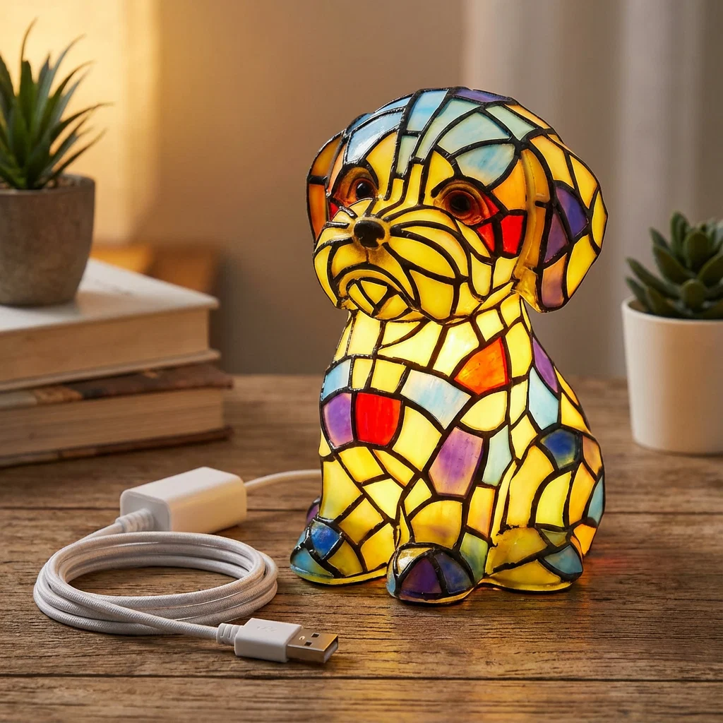 Hond Lamp Mozaiek Hars Tafellamp Decoratief