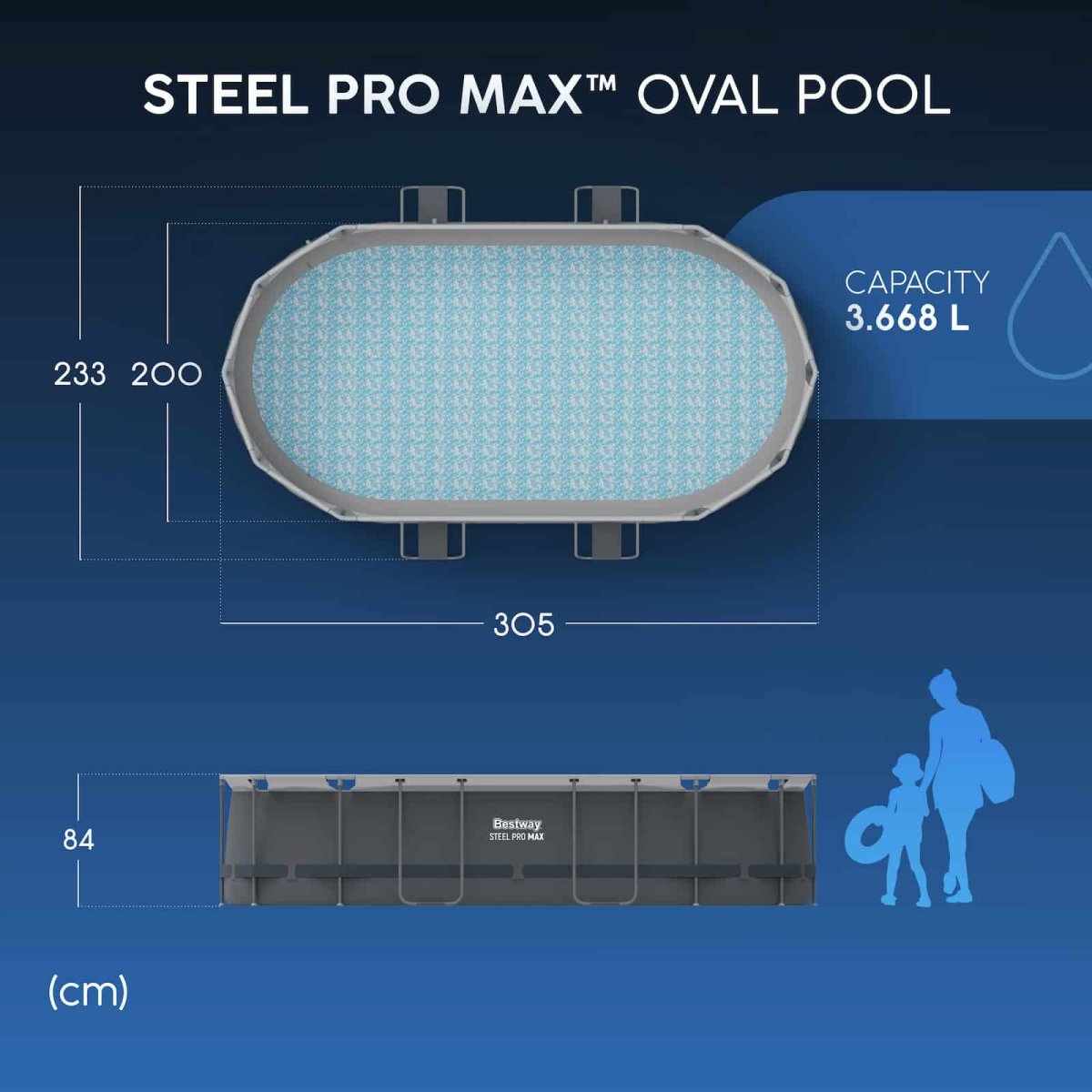 Piscina desmontável oval Bestway Steel Pro MAX 3,05m x 2,00m x 84cm - Image 6