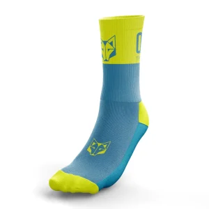 OTSO Multisport Socks Medium Cut - Light Blue & Fluo Yellow
