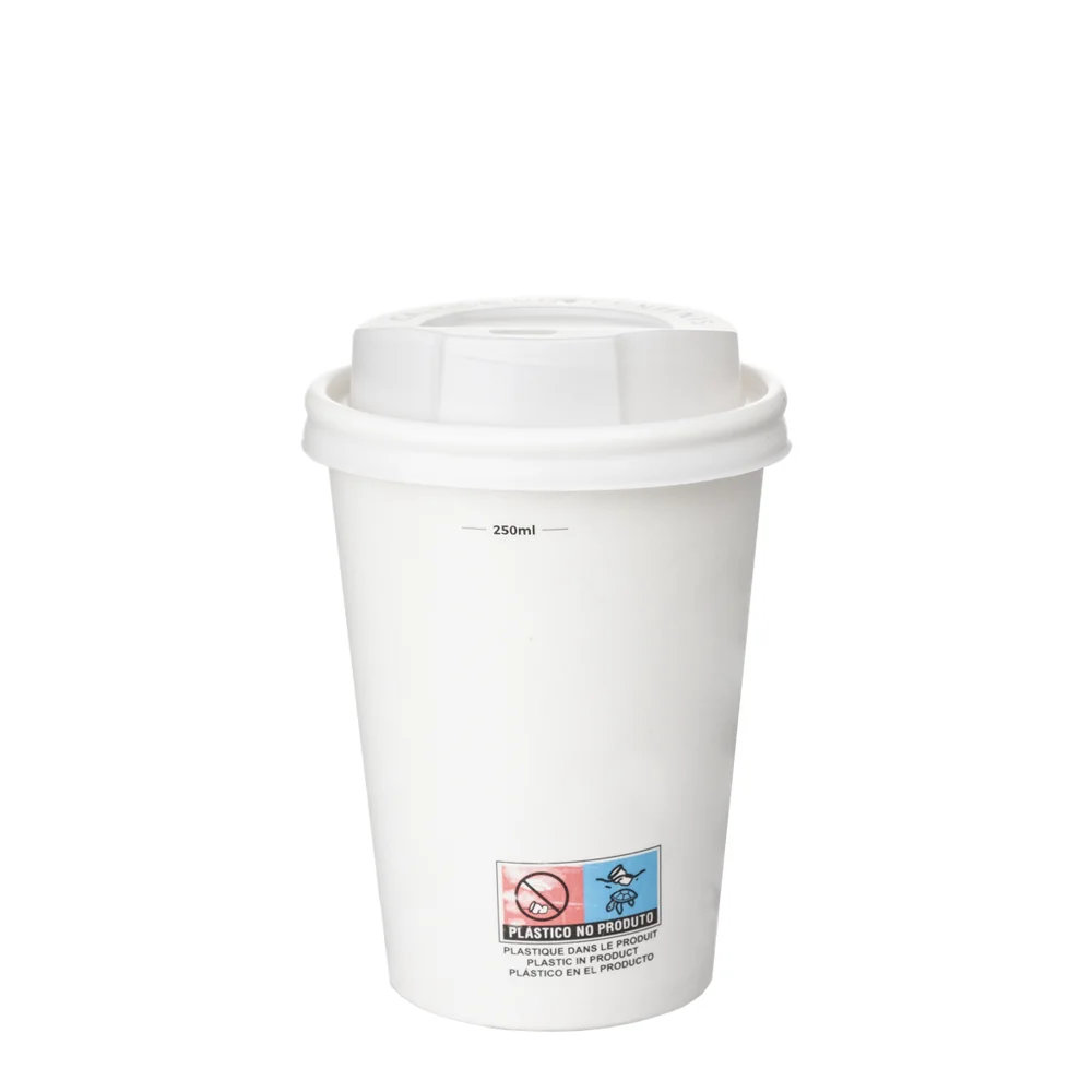 Copo de Papel (Cartão) Branco com Tampa Branca Dir. UE 33cl (330 ml) - Image 2