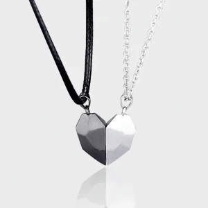 Hartvormige Hanger Ketting Zilveren Gouden Accenten