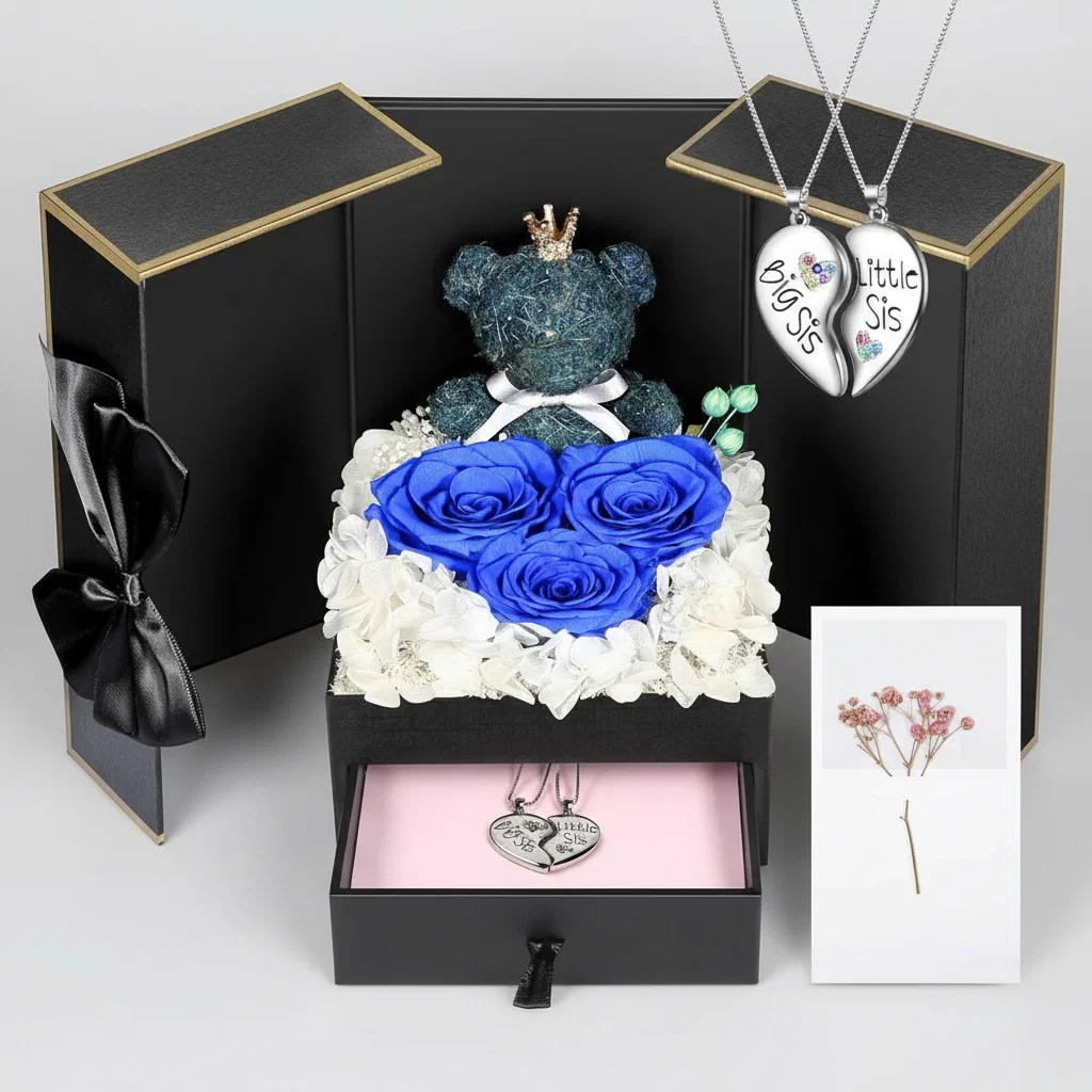 Bewaarde Rose Gift Box Handgemaakte Beer I Love You ketting - Image 7