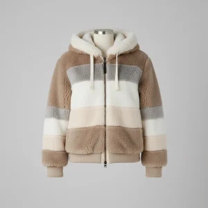 Dames Winterjas Teddy Oversized Kleurblok Capuchon Rits