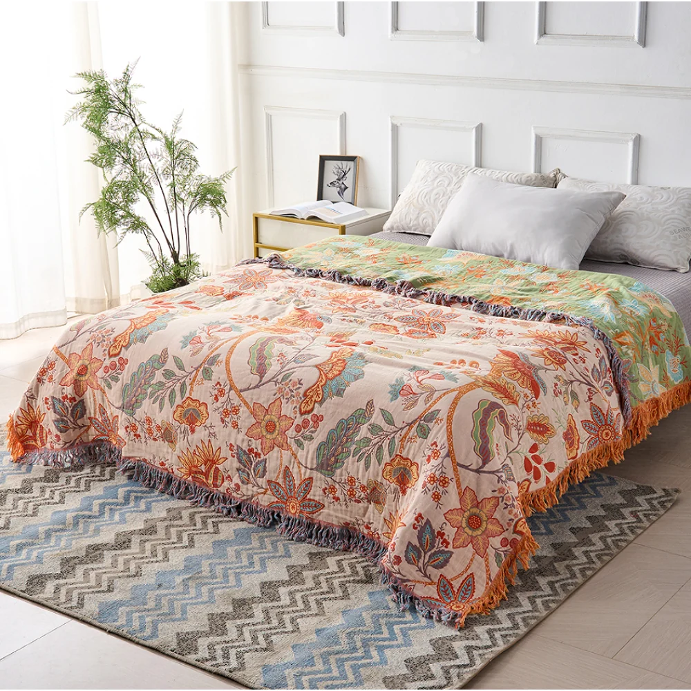 Coperta Letto Boho Floreale Arredo Divano Plaid Decorativo