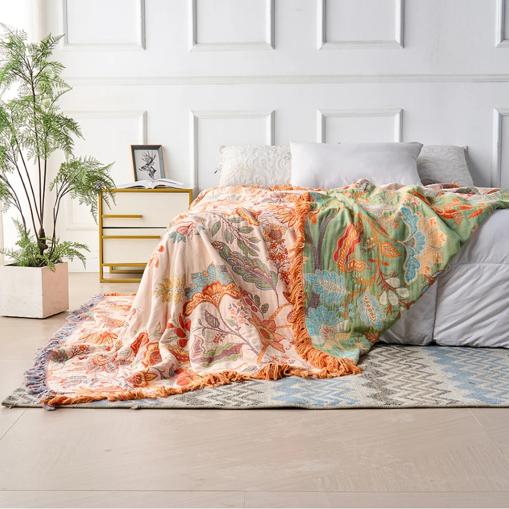 Coperta Letto Boho Floreale Arredo Divano Plaid Decorativo - Image 4