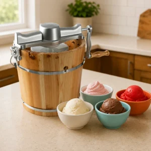 Gelatiera Refrigerazione Vintage Legno Manovella Elettrica