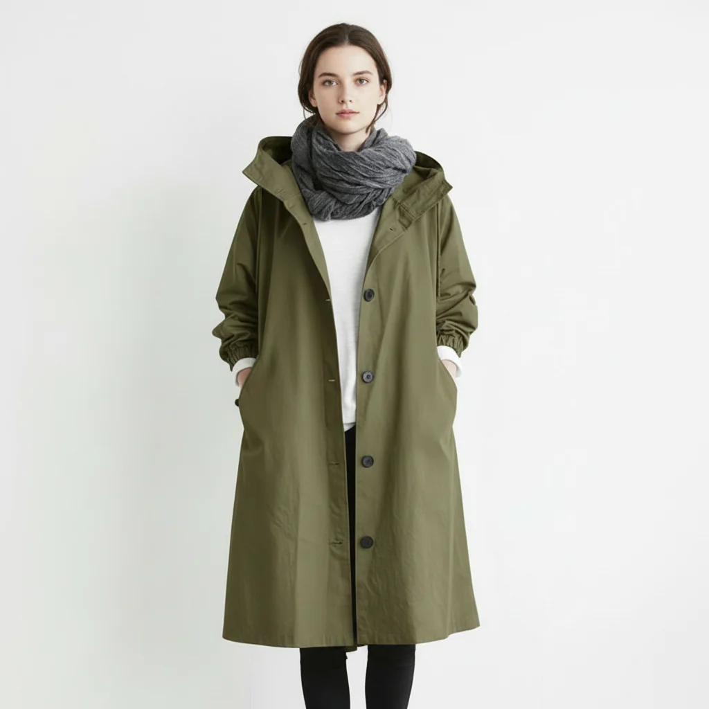 Dames Trenchcoat Waterdicht Lange Jas Capuchon Herfst Winter - Image 2