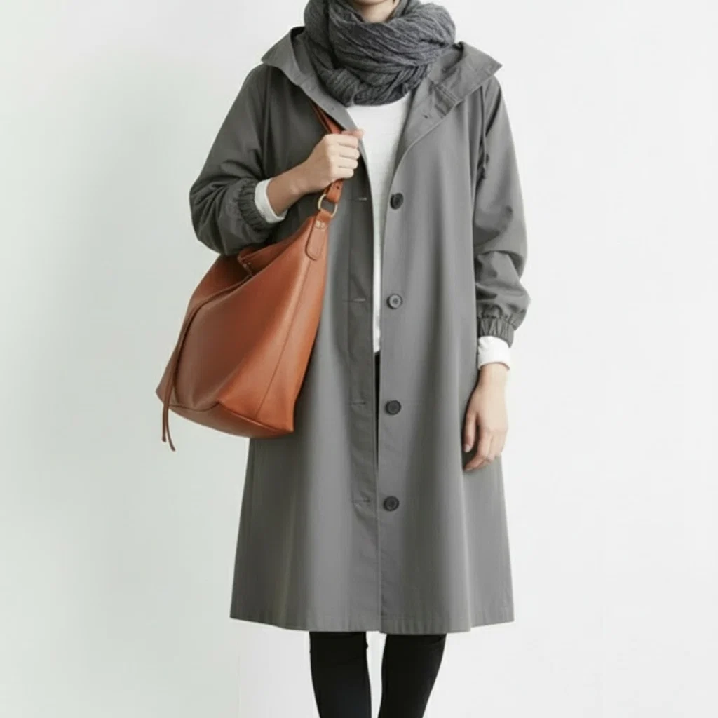 Dames Trenchcoat Waterdicht Lange Jas Capuchon Herfst Winter - Image 8