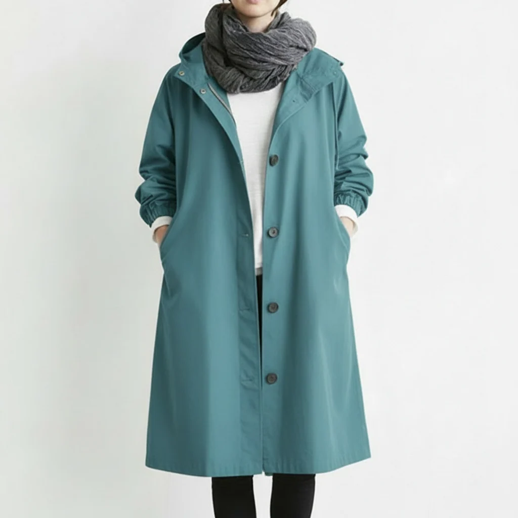 Dames Trenchcoat Waterdicht Lange Jas Capuchon Herfst Winter - Image 4