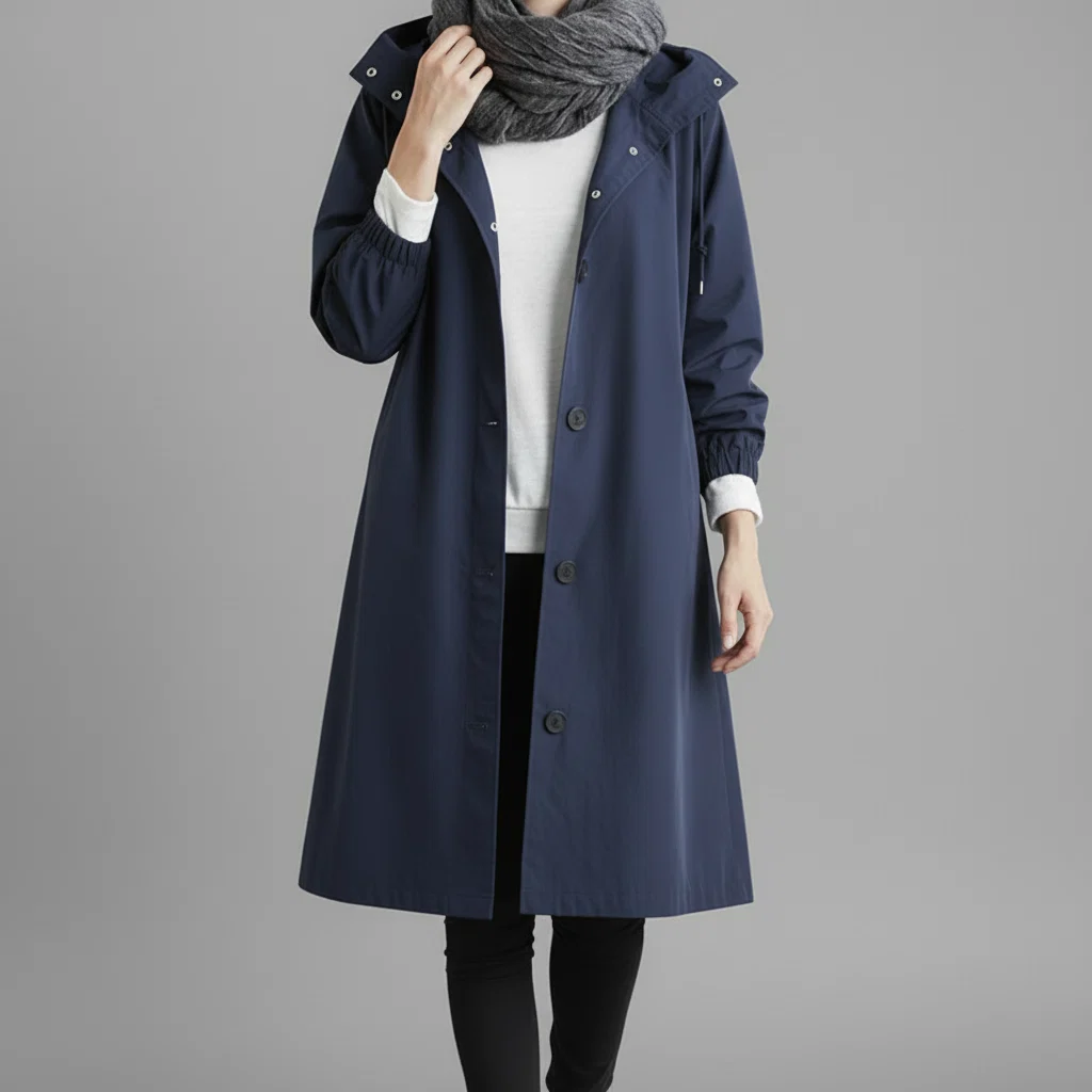 Dames Trenchcoat Waterdicht Lange Jas Capuchon Herfst Winter - Image 7
