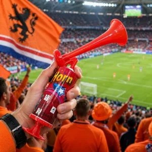 Luchthoorn WK Voetbal Stadion Handpomp Toeter Rood Geluid
