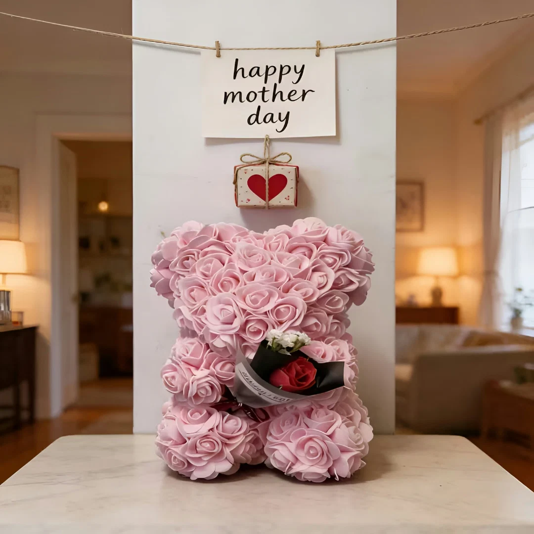 Moederdag Cadeau Rozen Beer Bloemen Decoratie Tafel Geschenk - Image 7