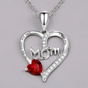 Moederdag Ketting Hart Roos Geschenkdoos Kristal Sieraad Set