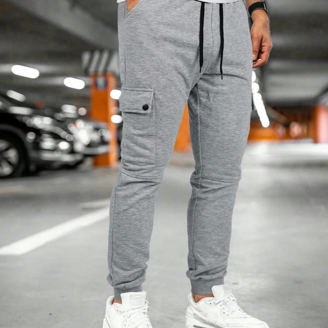 Uomo Pantaloni Jogger Slim Fit Sportivi Casual Elastico - Image 6