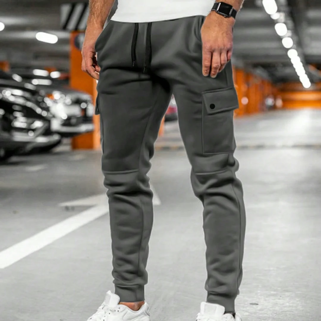 Uomo Pantaloni Jogger Slim Fit Sportivi Casual Elastico - Image 2