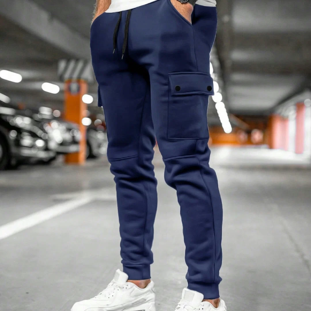 Uomo Pantaloni Jogger Slim Fit Sportivi Casual Elastico - Image 5