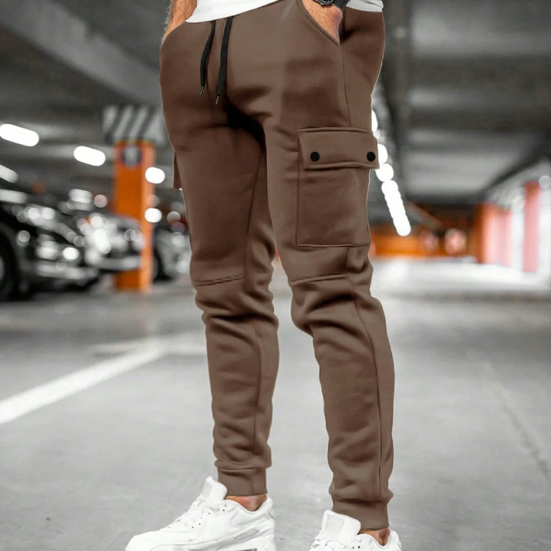 Uomo Pantaloni Jogger Slim Fit Sportivi Casual Elastico - Image 4