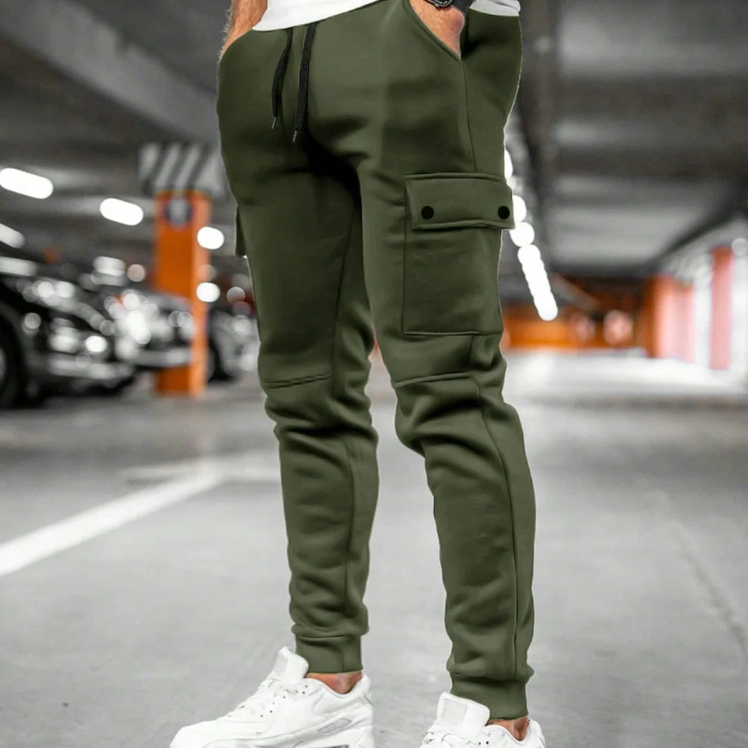 Uomo Pantaloni Jogger Slim Fit Sportivi Casual Elastico - Image 3