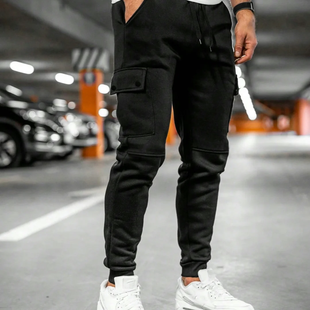 Uomo Pantaloni Jogger Slim Fit Sportivi Casual Elastico - Image 7