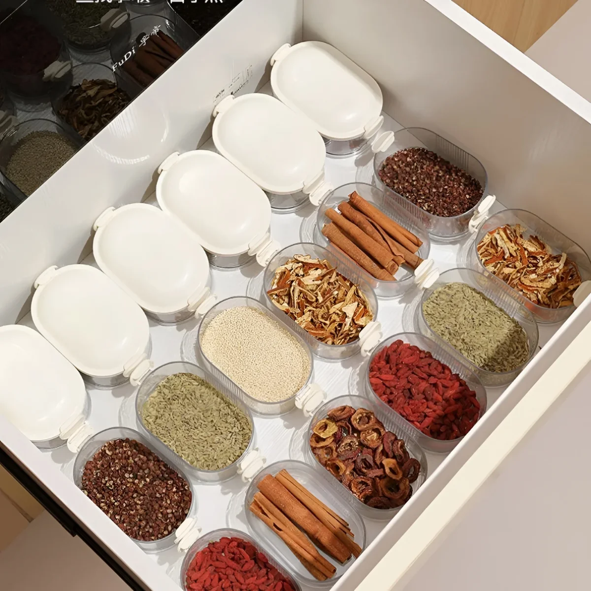 Opbergdoos Keuken Stapelbaar Kruiden Organizer Voorraad Bakjes - Image 6