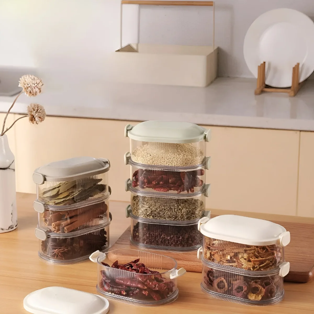 Opbergdoos Keuken Stapelbaar Kruiden Organizer Voorraad Bakjes - Image 9