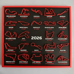 3D Geprinte Racekalender F1 Circuit Wanddecoratie Display Stand
