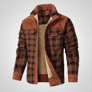Heren Jas Winter Flanel Ruit Gevoerd Warm