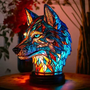Tafellamp Gebrandschilderd Glas Dieren Sculptuur Sfeerverlichting