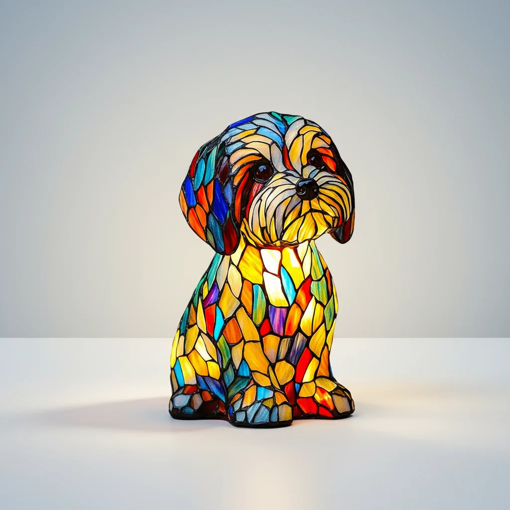 Tafellamp Hond Nachtlamp LED Mozaiek Glasstijl Decoratie - Image 8