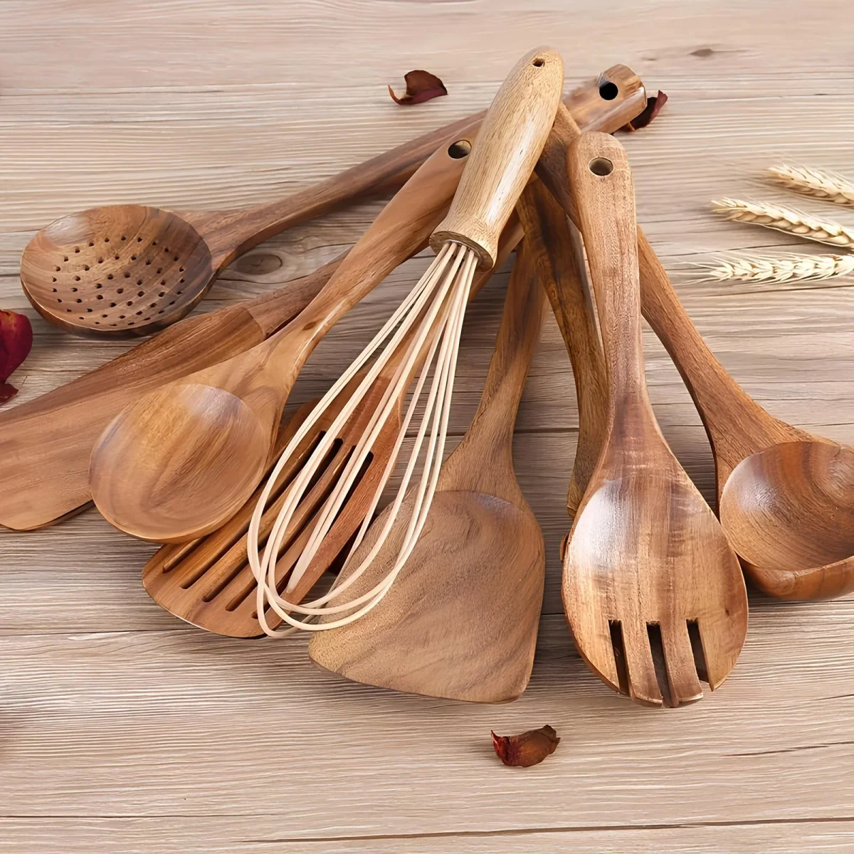 Keukengerei Set Teakhout Houder Dagelijks Koken - Image 4