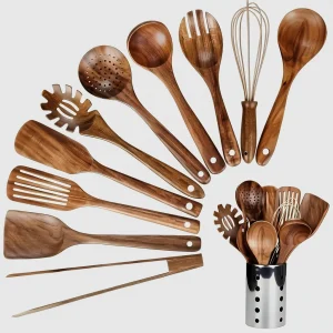 Keukengerei Set Teakhout Houder Dagelijks Koken