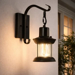 Wandlamp Vintage Zwart LED Hout Metaal Woonkamer Slaapkamer