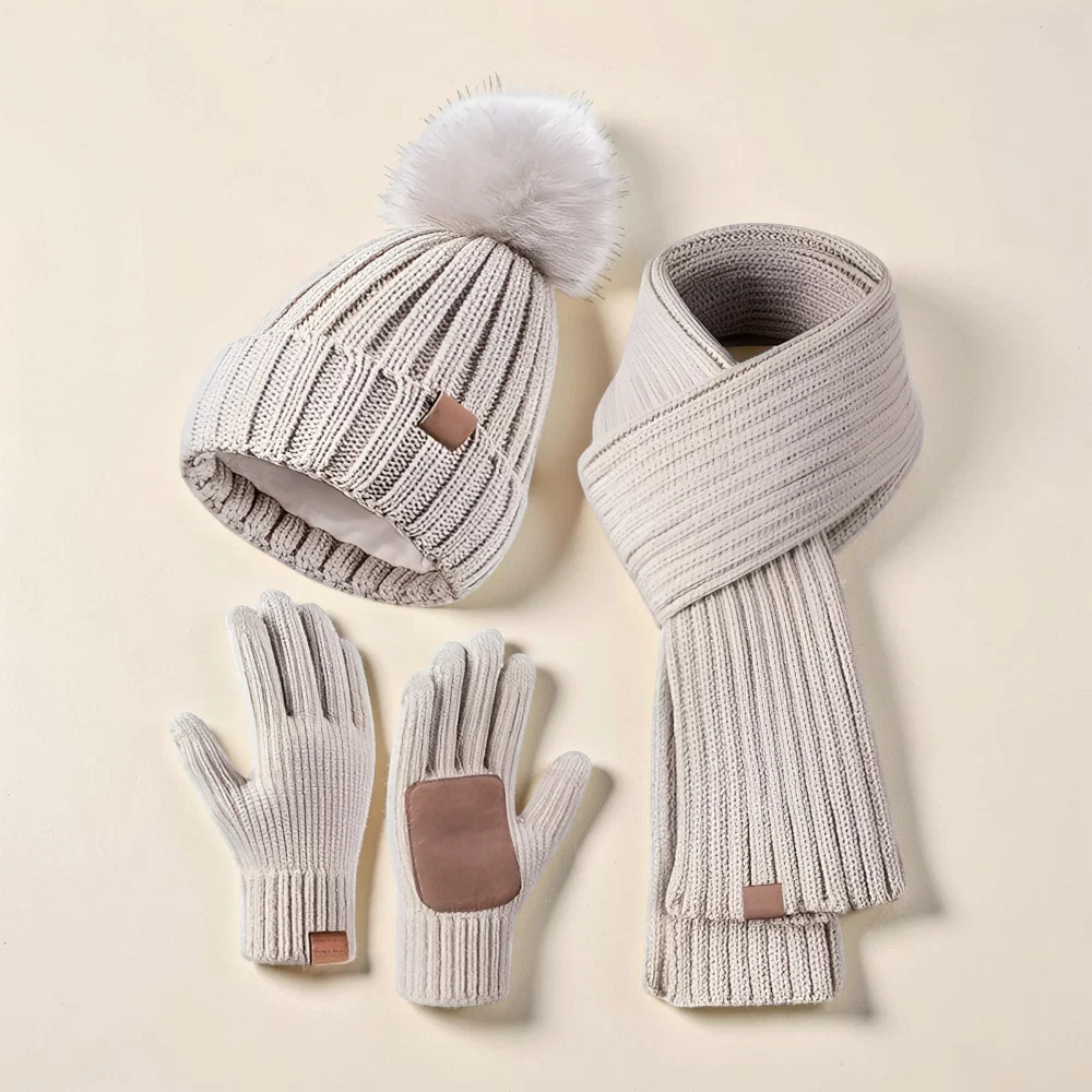 Dames Muts Winterset Sjaal Handschoenen Touchscreen Set Warm