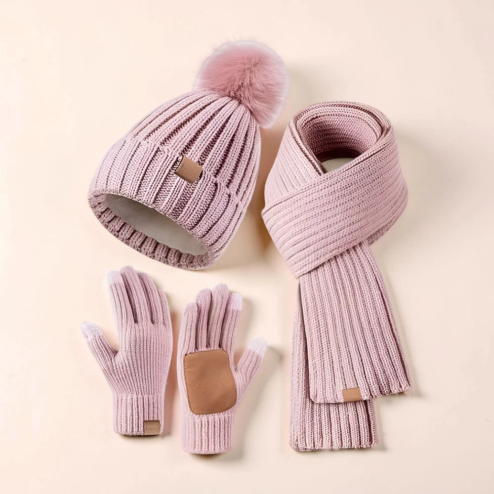 Dames Muts Winterset Sjaal Handschoenen Touchscreen Set Warm - Image 4