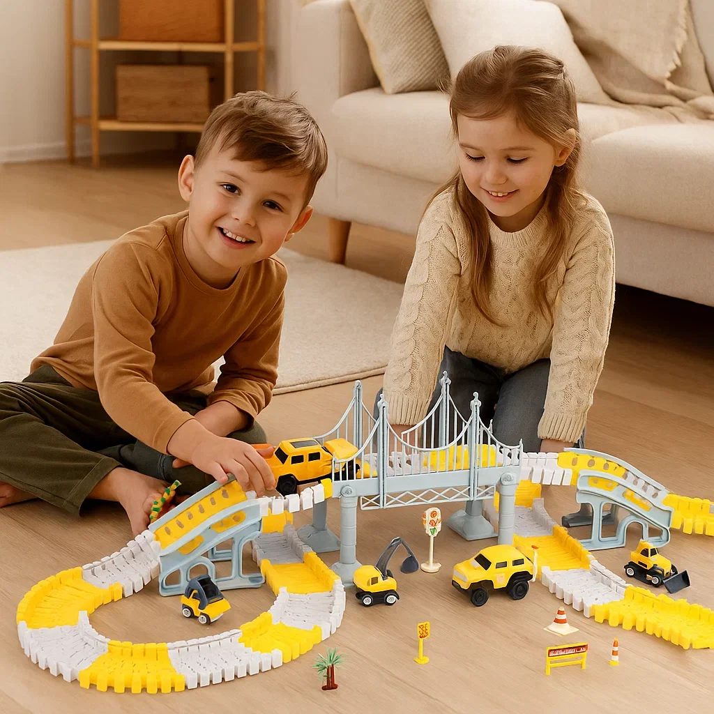 Autorennbahn Speelgoed RacebaanSet Bouwvoertuigen Kinderen - Image 4