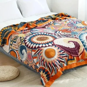 Copriletto Boho Reversibile Fantasia Astratta Letto Divano