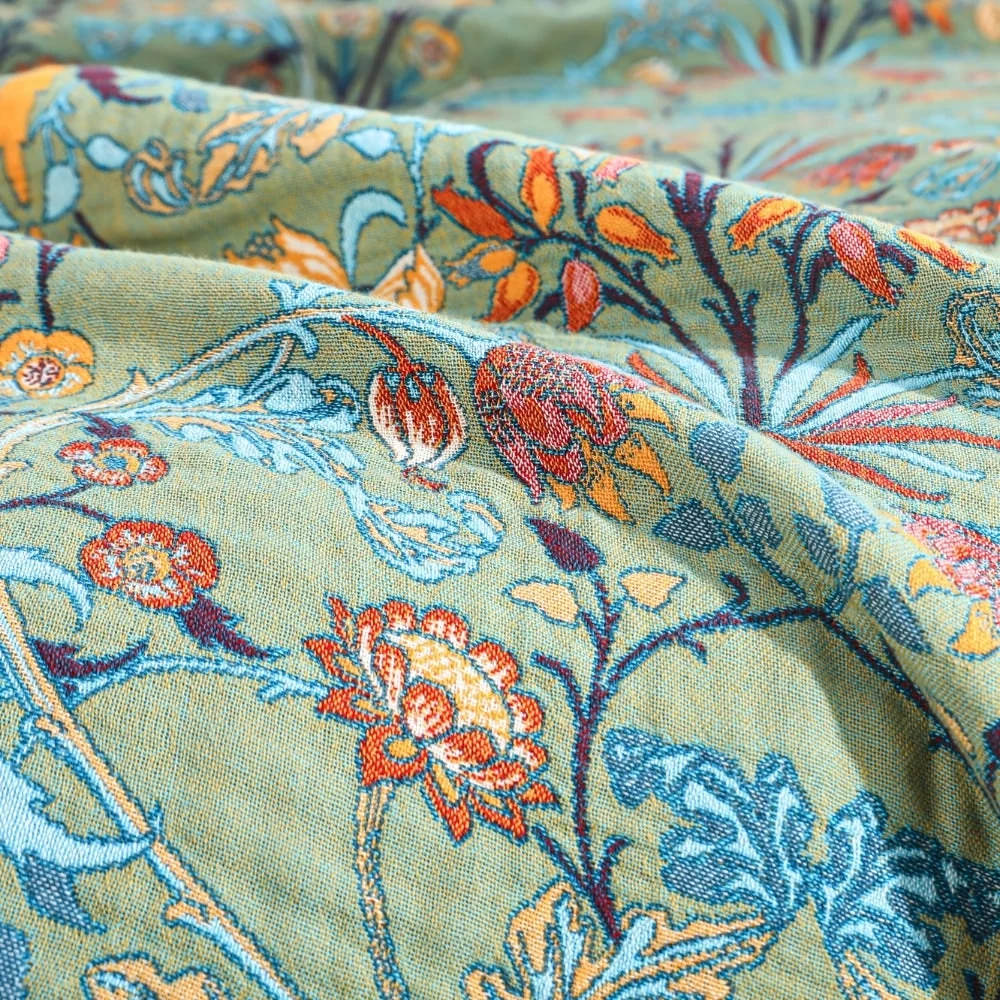 Copriletto Floreale Reversibile Frange Letto Divano - Image 5