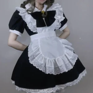Costume Halloween Abito Cameriera Grembiule Volant