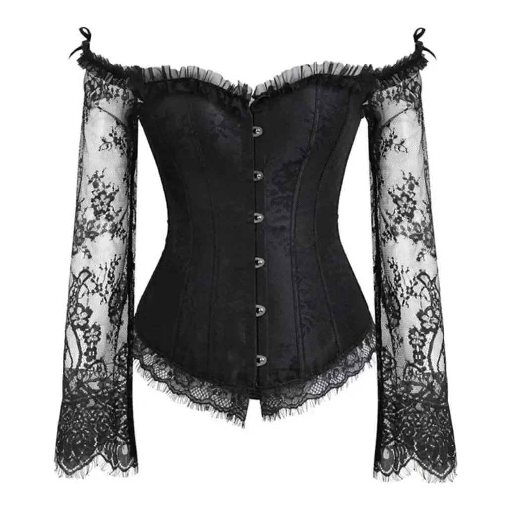 Costume Halloween Corsetto Vittoriano Spalle Scoperte Pizzo - Image 4