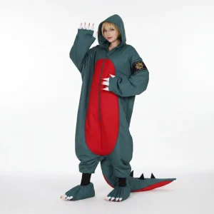 Costume Halloween Kigurumi Dinosauro Felpa Zip
