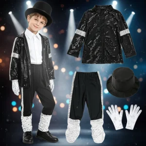 Costume Halloween Giacca Paillettes Pantaloni Festa Divertente