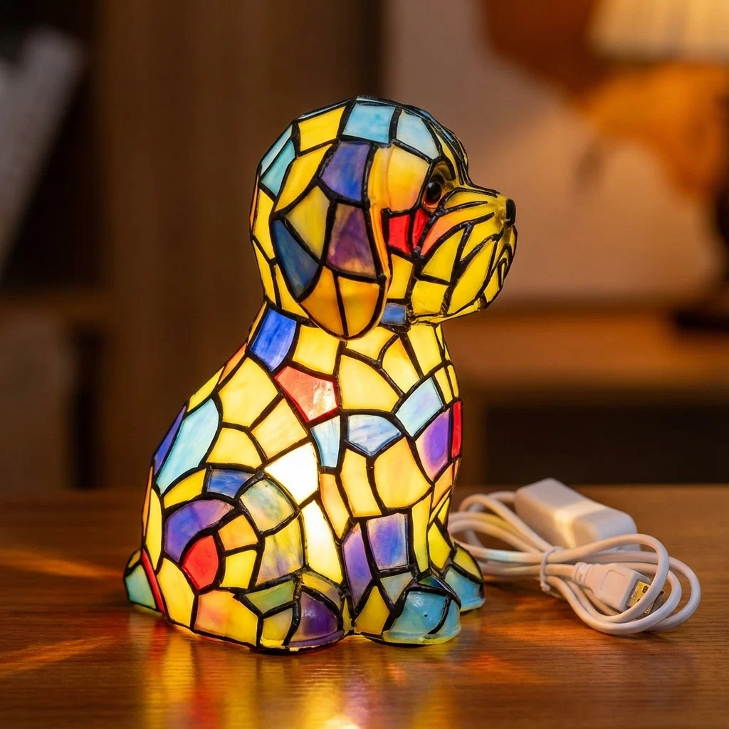 Hond Lamp Mozaiek Hars Tafellamp Decoratief - Image 4