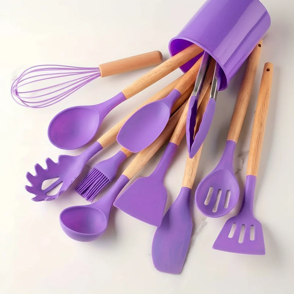 Keukengerei Set Siliconen Houten Handvatten Hittebestendig - Image 8