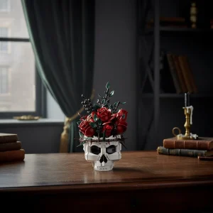 Decorazione Halloween Composizione Floreale Teschio