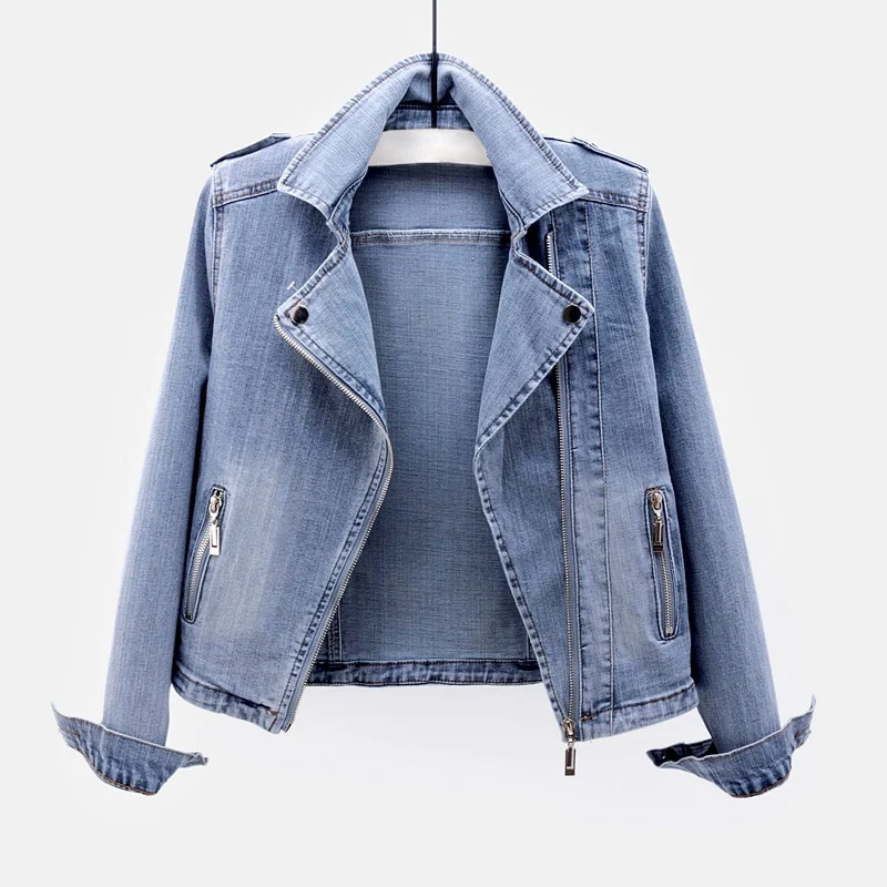 Donna Giacca Jeans Corta Zip | Giacca Denim - Image 2