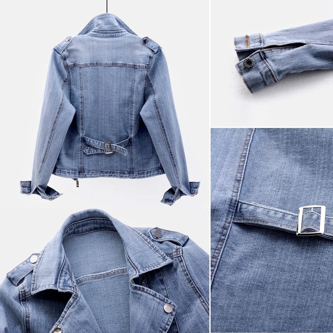 Donna Giacca Jeans Corta Zip | Giacca Denim - Image 4
