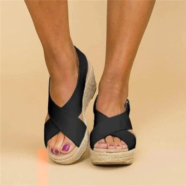 Donna Sandali Zeppa Espadrillas Tacco | Cinturino Posteriore - Image 2