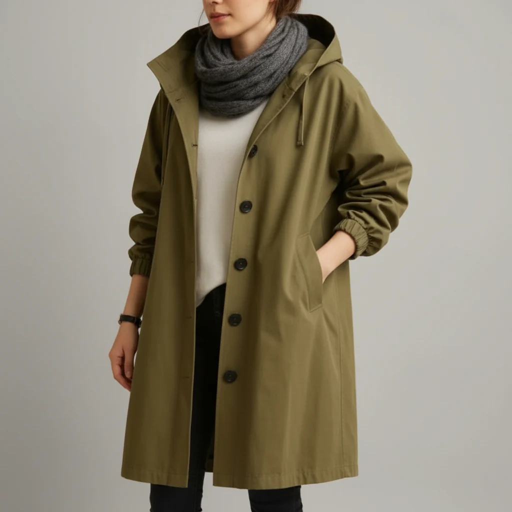 Dames Trenchcoat Waterdicht Lange Jas Capuchon Herfst Winter - Image 3