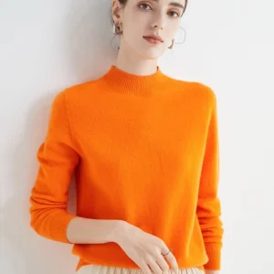 Donna Maglione Collo Alto Morbido Pullover Invernale Tinta Unita